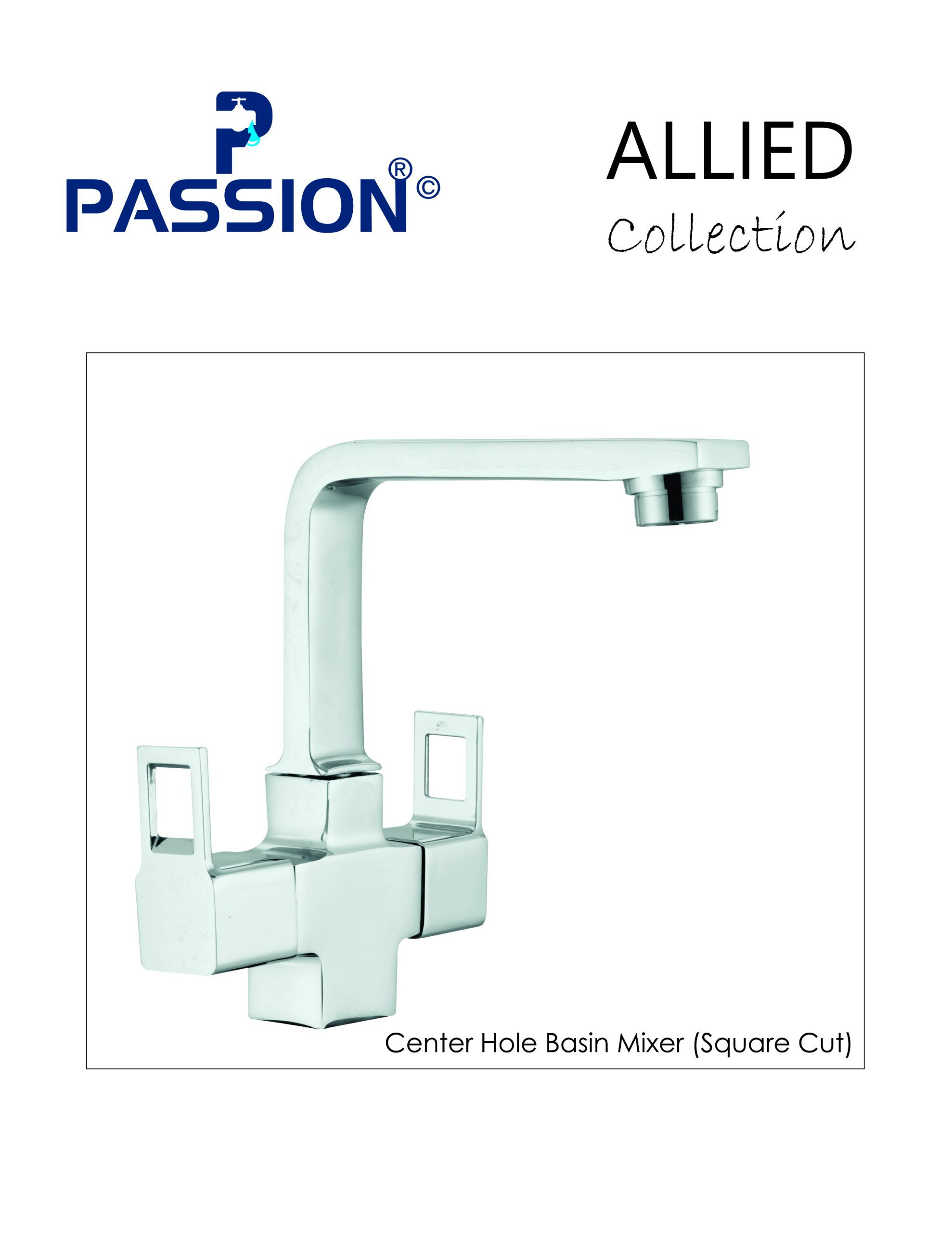 center hole basin mixer(square cut)