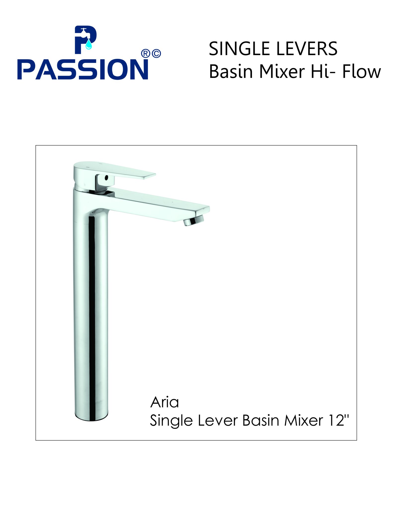 aria single lever basin mixer 12"