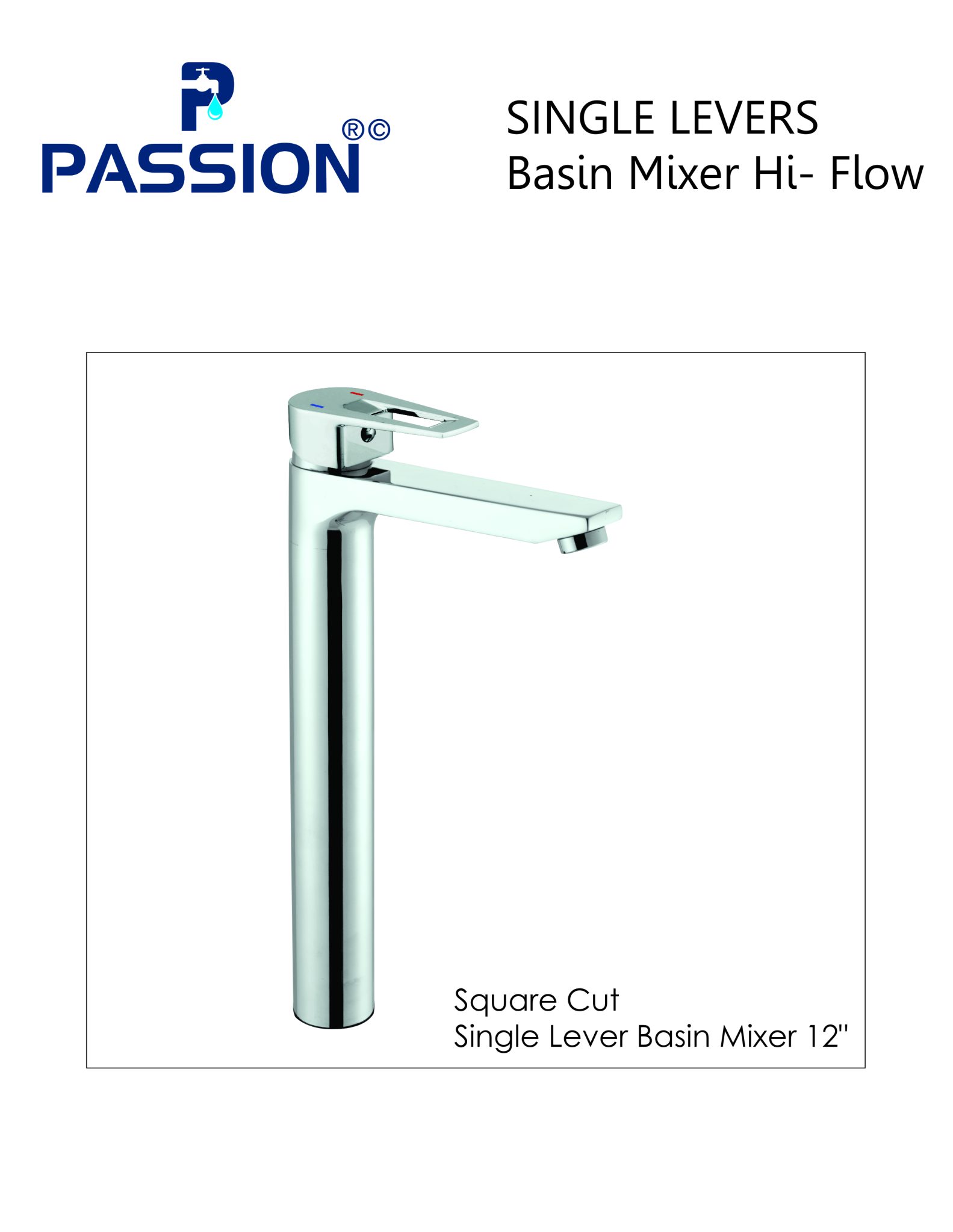 square cut single lever basin mixer 12"