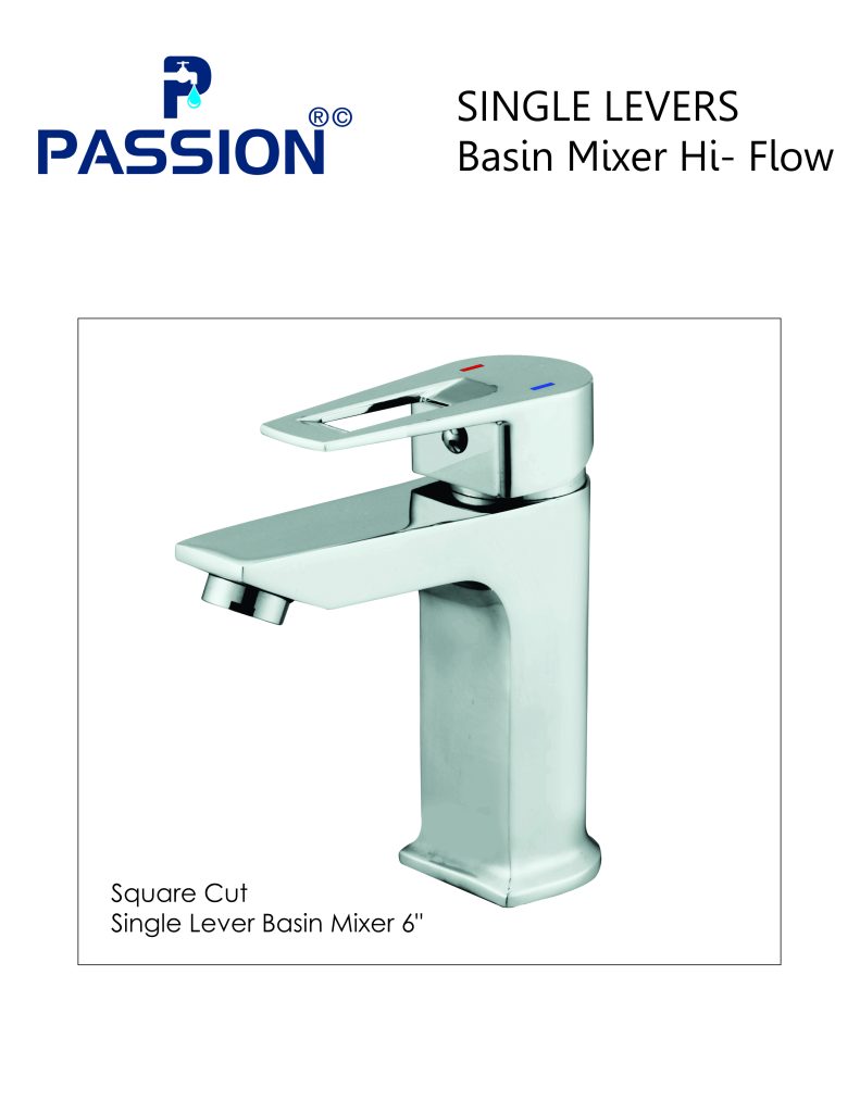 square cut single lever basin mixer 6"
